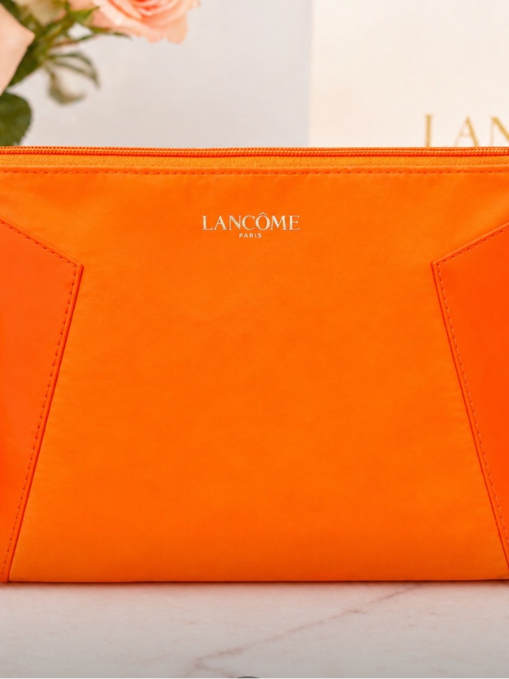 Lancôme Orange Makeup Bag Cosmetic Pouch Travel Case